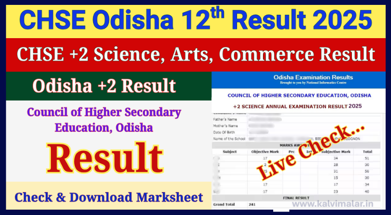 CHSE Odisha Class 12th Results 2025